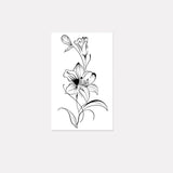 Qfdian  Lily Tattoo Sticker Temporary Tattoo, Simple Sketch Line Flower Tattoo, Sexy Waist Belly Body Art, Waterproof Long-Lasting Tatto