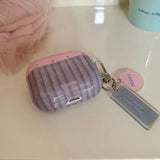 Qfdian Korea lovely pink wave point cover stripe pattern tpu soft case for apple airpods pro 2 3 4 silicone earphone shell