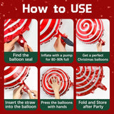 Qfdian  115pcs Red White Balloons Red Candy Cane Aluminum Film Balloon Garland Arch Kit,for Merry Christmas New Year Party Holiday Decor