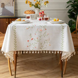 Qfdian  Three-dimensional Embroidery Table Cloth Light Luxury French Retro Rectangular Coffee Table Cloth High-grade Cotton Linen Decor