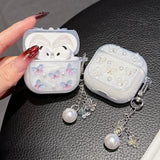 Qfdian  Bling Glitter Soft TPU Earphone Case with Keychain for Airpods Pro 2 Generation Air Pods 4 2024 3 2 1 3rd Gen 3D Butterfly Cover