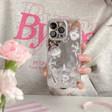 Qfdian Mirror angel cute music cat phone case for iphone 15 13promax 15pro 12promax 13pro 14 13 pro max 12 ins pink guitar fundas
