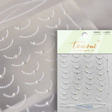 Qfdian 1pcs White 5D Pearl Lace Wave Lines Nail Art Stickers Elegant Exquisite Nail Decoration Decals DIY Self Adhesive Transfer Slider