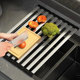Qfdian  304 Stainless Steel Dish Drain Rack Multi Functional Drain Rack High Temperature Resistant Sink Organizer Kitchens Accessories