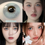 Qfdian  2pcs/pair Gray Colored Contact Lenses for Eyes Beauty Purple Halloween Makeup Lens Natural Look Brown Blue Big Eye Lens