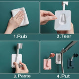 Qfdian 360° Shower Head Holder Adjustable Self-Adhesive Showerhead Bracket Wall Mount SPA Stand With 2 Hooks For Bathroom
