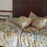 Qfdian  1000TC Egyptian Cotton Bedding Set Vintage Oil Painting Floral Butterfly Duvet Cover Set Luxury Soft Bed Sheets Pillowcases 4Pcs