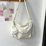 Qfdian Vintage Y2k Aesthetic All Match Shoulder Bags Casual Fashion Chain Underarm Bag Cartoon Women Kawaii Print Handbags Crossbody