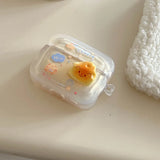 Qfdian  Korean 3D Cute Cartoon Cheese Wavy Headphones Case For AirPods 4 1 2 3 With Bow Pendant Earphone Bow Cover For Air Pods Pro 2