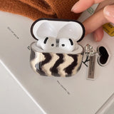 Qfdian Simple Coffee Color Striped Transparent Earphone Case For AirPods 2 3 4 TPU Protective Cover For AirPods Pro 2 Case Love Pendant