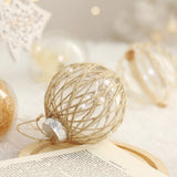 Qfdian  6Pcs/box Transparent Christmas Ball Ornaments Wrap Hemp Rope Rattan Balls Christmas Tree Hanging Decorations Wedding Party Decor