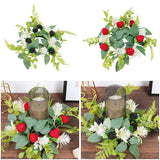 Qfdian  1pcs Candlestick Wreath Artificial Fruit Flower Garland Candle Holder Table Decoration Candle Wedding Party New Year Decor