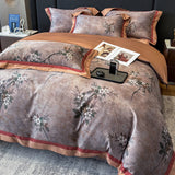 Qfdian Premium 1000TC Egyptian Cotton Chinese Style Flowers Bird Print Luxury Bedding Set Duvet Cover Flat/Fitted Bed Sheet Pillowcases
