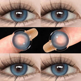 Qfdian Myopia Contact Lenses Big Black Eyes Cosmetic Contacts Lenses Beautiful Yearly Colored Contact natural Lenses for eyes 2pcs/Pair