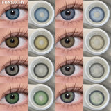 Qfdian  2PCS Natural Brown Gray Lenses for Eyes Blue Lenses Beautiful Pupil Korean Fashion Color Round Lens Yearly Cosmetics
