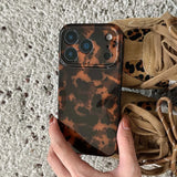 Qfdian Brown Amber Retro Leopard Print Tpu Gloss Phone Case For iPhone 17 16 15 14 13 12 11 Pro Max 14/15 Plus 17 Air Soft Back Cover