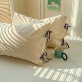 Qfdian  Double Sided Stripes Bow Pillow Cases 48x74cm Soft Comfortable Covers Cotton Pillow Cover Pillow Sham Beds Home Decoration gifts