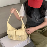 Qfdian Y2k Aesthetic Vintage Pockets Handbags All Match Women Streetwear Fashion Underarm Bag Simple Casual Chic Shoulder Bags Japanese
