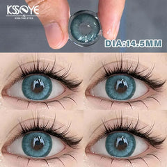 Qfdian 1 Pair Green Contact Lenses with Diopter Myopia Eyes Natural High Quality Blue Contacts Lens Korean Lenses Yearly Green