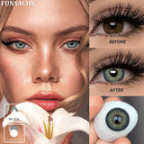 Qfdian  1 Pair Colored Contact Lenses for Eyes Blue Pupil Beautiful Eye Contacts Natural Soft Brown Gray Lenses Yearly Cosmetic