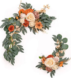 Artificial Wedding Arch Flowers Kit Boho Dusty Rose Blue Eucalyptus Garland Drapes for Wedding Decorations Welcome Sign