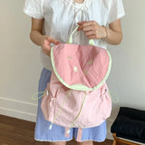 Japanese Letter Embroidery Schoolbags Y2k Aesthetic Student Casual Travel Backpacks Contrast Color Sweet Kawaii Bags for Women