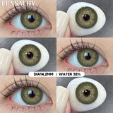 Qfdian  1 pair Green Color Series Contact Lenses for Eyes Natural Blue Lenses Eye Makeup Beauty Pupils Yearly Use Cosmetics Len