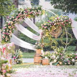 Qfdian Large Round Metal Backdrop Stand Wedding Archway Garden Arch Steel Frame for Weddings Proposal Anniversary Parties