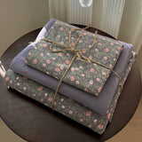 Qfdian  Simple Floral Bedding Set Korean Style Soft Bed Sheet Set Queen King Size Quilt Cover Set No Filling With Pillowcase