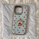 Qfdian  Drop Glue Polka Dot Bow Cherry Suitable For Iphone 16 Phone Case 15 Pro Max 14 Girl Heart 13 All Inclusive Anti Fall