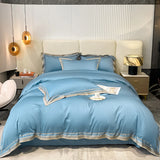Qfdian Premium 1000TC Egyptian Cotton Luxury Gold Embroidery Hotel Style Bedding Set Duvet Cover Flat/Fitted Bed Sheet Pillowcases 4Pcs