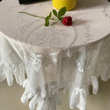 Qfdian Retro Lace Tablecloth French Style Coffee Table Cloth Bedside TableCover Wedding Party Dining Home Decor Picnic Background Cloth
