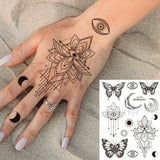 Qfdian  Waterproof Temporary Tattoo Stickers  Mandala Lace Hand Finger Wedding White Fake Tatto Flash Tatoo Body Art for Women Bride