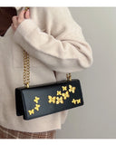 Qfdian Luxury Design Fashion Butterfly Chain Shoulder Bags Y2k Aesthetic Office Lady Chic Underarm Bag Women Elegant Purse and Handbags