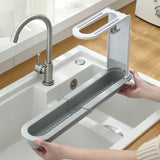 Qfdian Telescopic Sink Drain Rack Soap Sponge Holder Self Adhesive Kitchen Paper Towel Holder Punch Free Roll Kitchen Acces