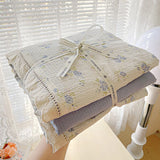 Qfdian  Floral Bedding Set Korean Style Duvet Cover Set Bed Linen Set Flat Sheets Set 2 Pillowcases Single Double Queen Size For Student