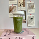Qfdian  Korea Simple Iced American Coffee Cup Tritan Plastic Water Bottle For Women Transparent Coffee Cup Office Milk Matcha Tea Drink