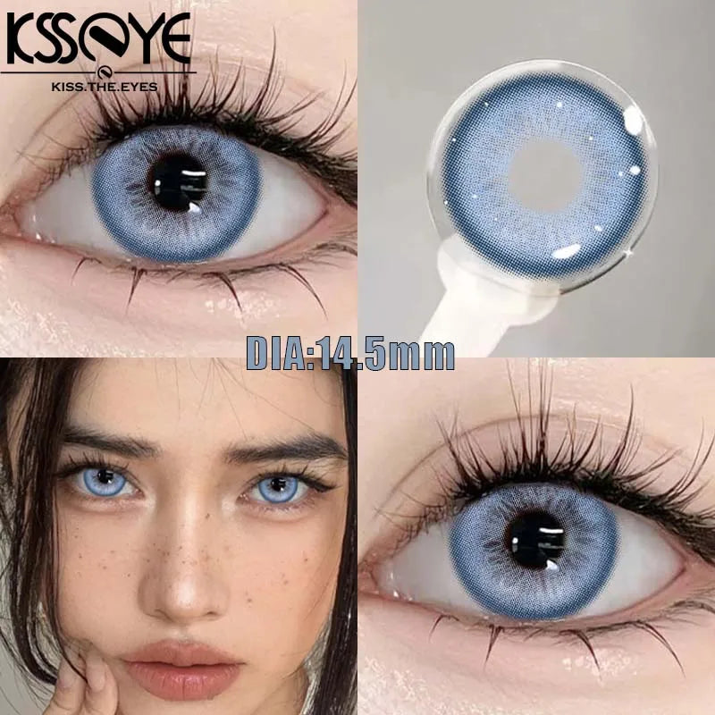 Qfdian 1 Pair New Style Colored Contact Lenses with Diopter Myopia Eyes Pink Contacts Lens Beauty Puppiletes Makeup Yearly