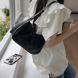 Qfdian Korean Chic Office Lady Shoulder Underarm Bag Elegant Pleated Casual Bags for Women Sweet Y2k Aesthetic Fashion Simple Handbags