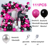 Qfdian  Hot Pink Balck Balloons Garland Arch Kit Bright Pink Latex Balloon Wedding Engagement Bridal Shower Party Valentines Decorations