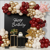 Qfdian  95pcs Gold Wine Red White Balloons Arch Garland Kit, for Birthday Baby Shower Wedding Party Graduation Celebration Decoration