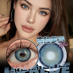 Qfdian 1 Pair New Style Myopia Degree Contact Lenses Big Eye 1 Year Use Soft High Quality Blue Purple Green Contact Lenses