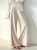 Qfdian  Stylish Women High Waist Casual Wide Leg Long Palazzo Pants Trousers Loose Casual Pants Office Ladies Elegant Long Pants Female