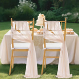 Qfdian  Champagne Chair Sashes 16 Pieces 8FT Long Sheer Wedding Aisle Chair Sash,Tulle Chairs Covers Drapes Bulk Decorations for Wedding