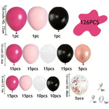Qfdian  126pcs Rose Red Black White Balloon Arch kit,for Student School Birthday Party Wedding Graduation Halloween Christmas Decoration
