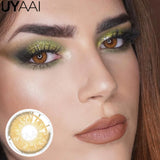 Qfdian  1 Pair Colored Contact Lenses Natural Brown 14.5mm Big Eyes Contacts Cosmetics Green Eye Color Lens Gray Lens Women Makeup