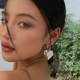 Chic Heart Huggie Hoop Earrings Asymmetric Big Earrings For Women New Gold Color Fashion Jewelry Girl Gift