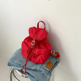 Qfdian  Vintage Simple Fashion All Match Backpack Casual Nylon Drawstring Women Schoolbags Pleated Y2k Aesthetic Backpacks for Students