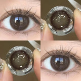 Qfdian 1Pair Myopia -0.00 to -8.00 Colour Contacts Lenses Natural Black Eye Lenses Beauty Pupil Blue Gray Lenses