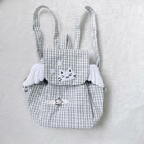 Qfdian  Japanese Sweet Kawaii Wings Backpack Y2k Aesthetic Fashion Plaid Women Schoolbags Casual All Match Ins Star Backpacks Streetwear